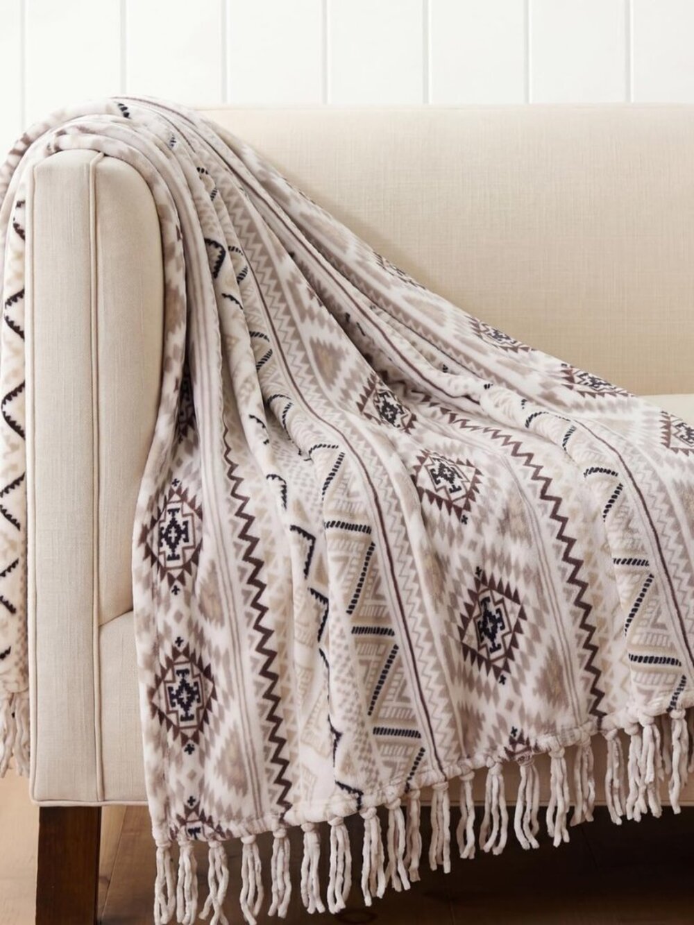 Boho Tassel Throw Blanket-Farmhouse Western Flannel Bohemian Blanket